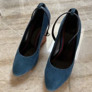Celine Blue Suede Wedges size 37.5